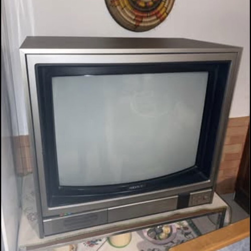 Sony Trinitron vintage 1980s television used with wooden casing