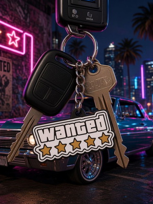 Wanted 3D Printed Keychain with 5 Gold Stars