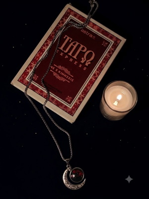 Red Witchy Necklace like new, silver and red