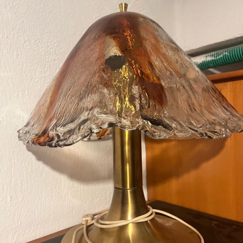Murano table lamp used with metal base and glass shade
