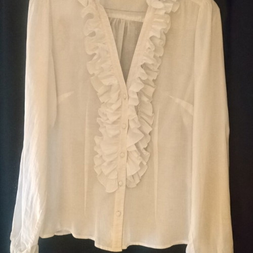Cotton blouse with ruffles size 164 cm, like new, white
