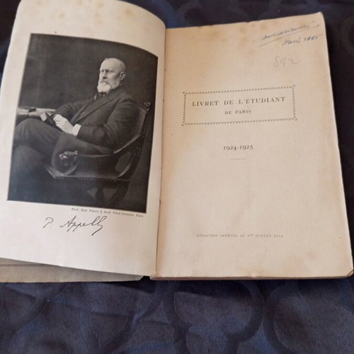 University of Paris Study Guide 1924-25 used, French