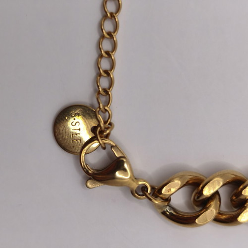 Women's thick curb chain bracelet, gold stainless steel 316L