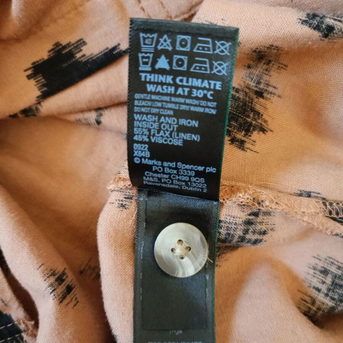 Marks & Spencer linen shirt brown animal print new, size S