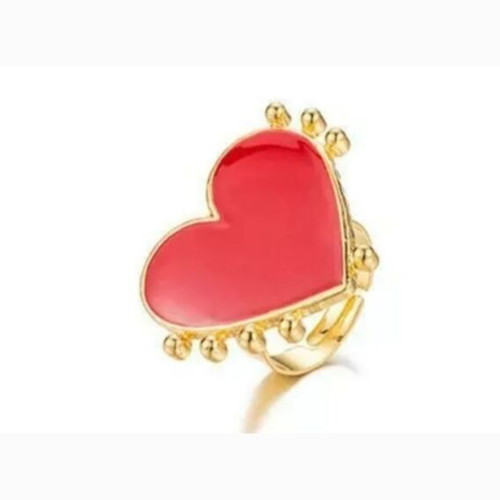 Heart ring new, adjustable, red