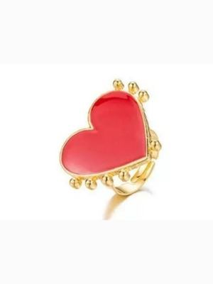 Heart ring new, adjustable, red