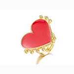 Heart ring new, adjustable, red