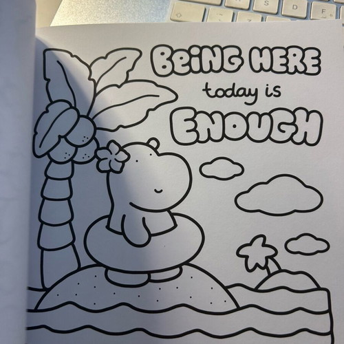 Cozy Vibes colouring book with 45 handwritten pages