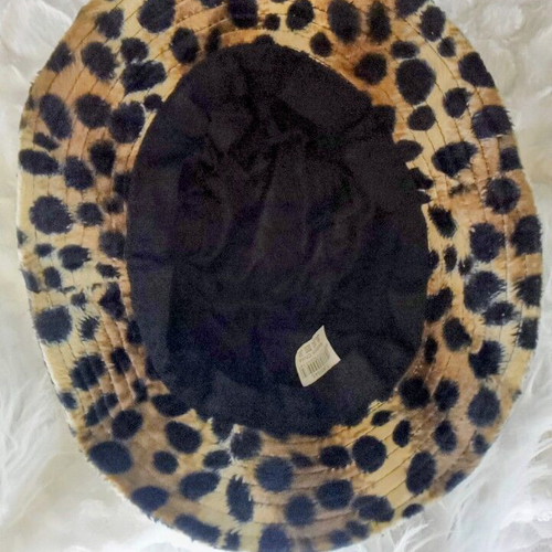 Faux Fur Bucket Hat Leopard Print new size M