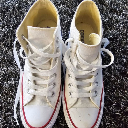 Converse All Star athletic shoes used, white, size 37.5 with high hidden insole