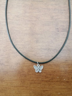 Leather pendant necklace butterfly new