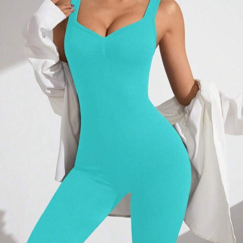 Women's Turquoise Mint Sportswear Sleeveless Long Jumpsuit Size Medium New