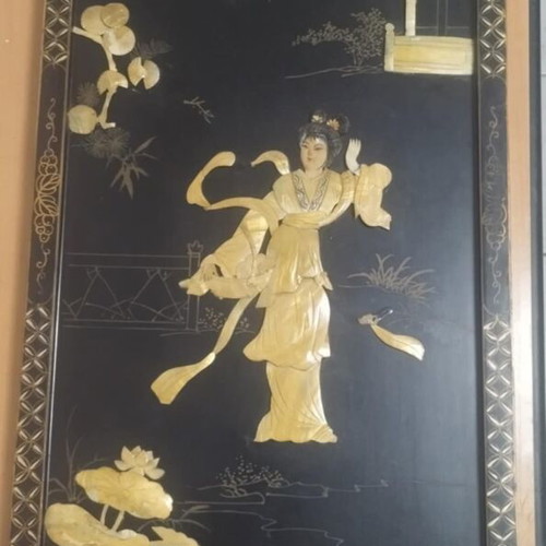 Chinese handmade frames used, set of 8 large mother-of-pearl