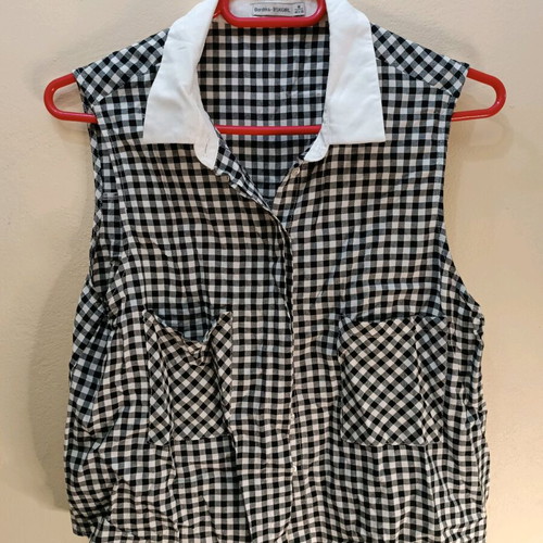 Bershka Sleeveless Gingham Shirt Like New, Cropped Style Medium