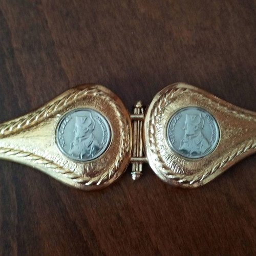 Rare collectible double gold-plated Gutos belt buckle used