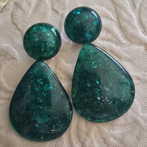 Earrings new, petrol color