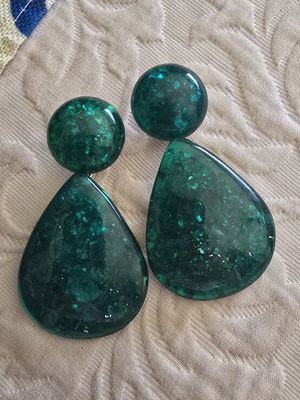 Earrings new, petrol color