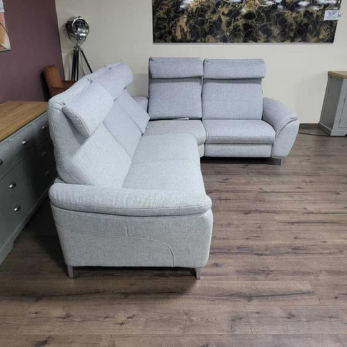 Gray HUKLA M-Bavero corner sofa new with electric relax mechanism