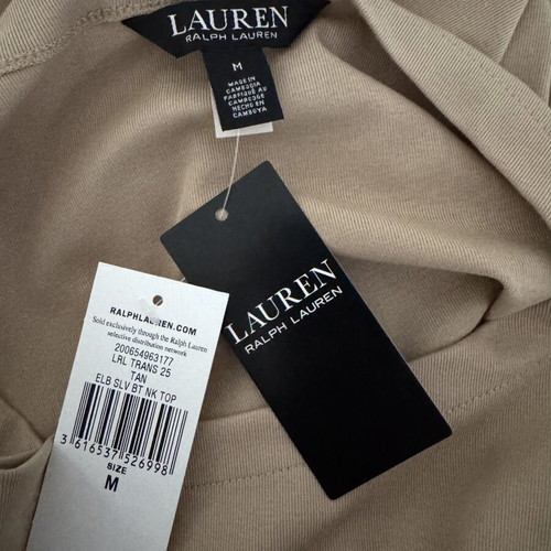 Lauren Ralph Lauren Boat Neck Half Sleeve Blouse Top new, beige, size M