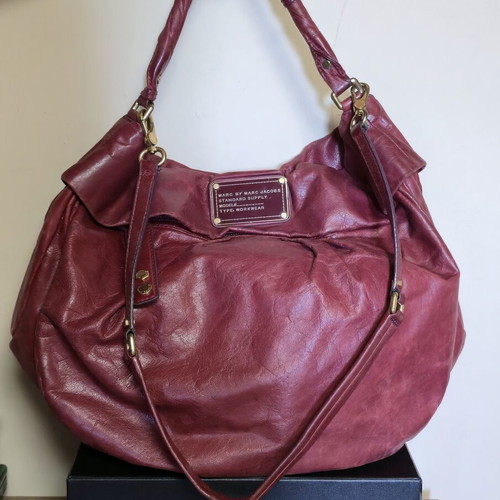 Marc Jacobs leather shoulder bag used, burgundy