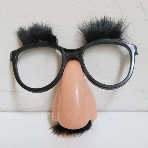 Carnival glasses with nose, eyebrows and mustache used