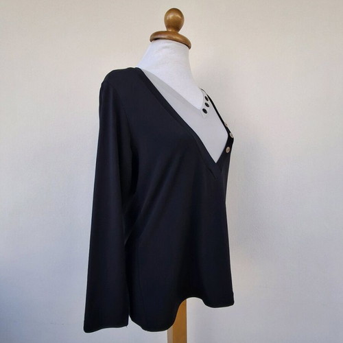 Blouse with decorative buttons like new, size 4, black and beige