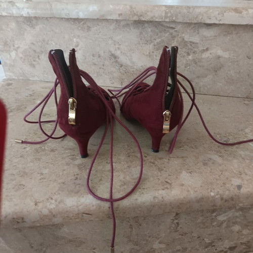 Migato burgundy lace-up pumps size 38 used, 6 cm heel