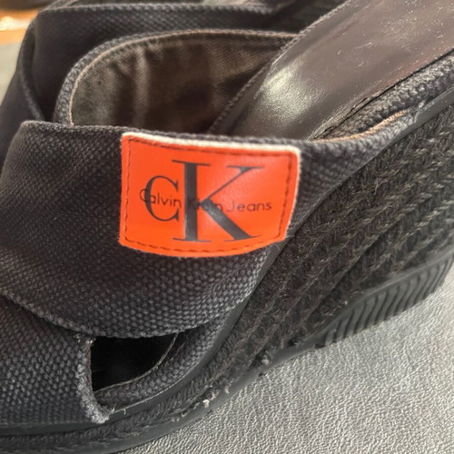 Calvin Klein platform sandals size 39 used, cotton fabric