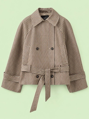Mango short trench coat, beige and brown, size M