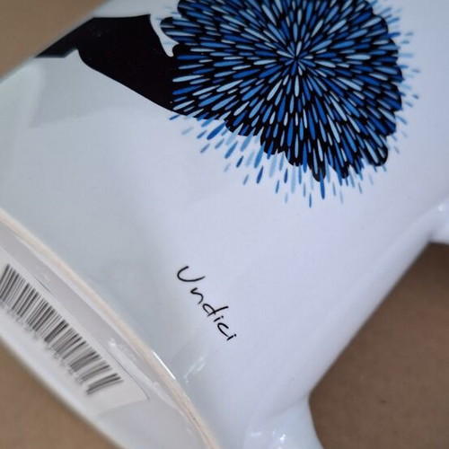 Undici ceramic white mug with tsarouchi and blue tassel
