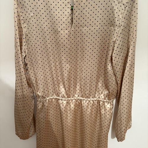 Compania Fantastica satin dress, champagne polka dots, asymmetric