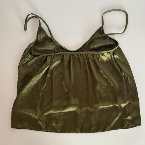 Satin pajama set khaki and white top & shorts, new, size M