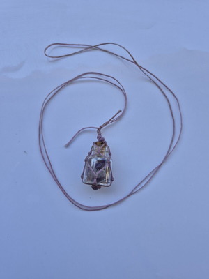 Amethyst pendant bottle necklace with waxed cord