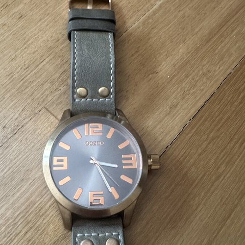 Oozoo Rose Gold Watch with Gray Leather Strap like new