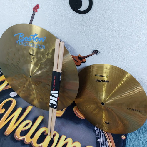 Boston Percussion Crash 16" cymbal with splash 12" Turkey and drumsticks like new