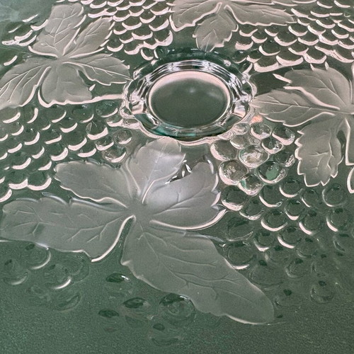 Bohemia Footed Cakeplate Like New, 39 cm, Embossed Grape Design