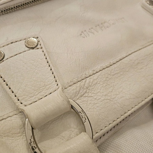 Longchamp leather tote bag used, white color