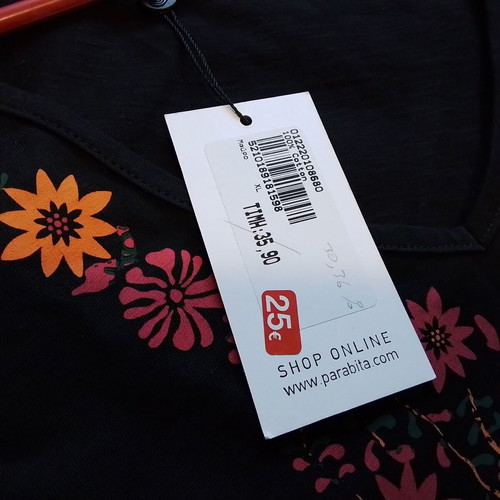 Parabita sleeveless blouse XL new, black with print
