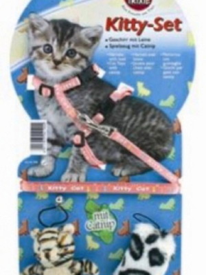 Trixie Cat Harness with Leash and Two Catnip Toys for Kitten New