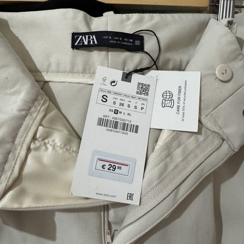Zara high-waisted fabric pants beige, new