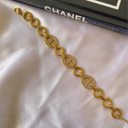 Steel gold bracelet new with zircon