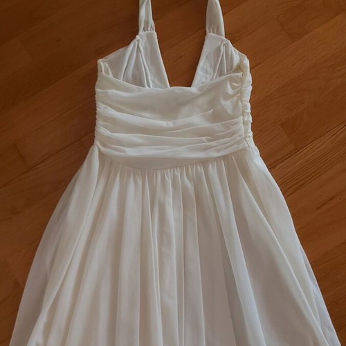 Halter Dress white super mini with sequins and beads used, XS-S