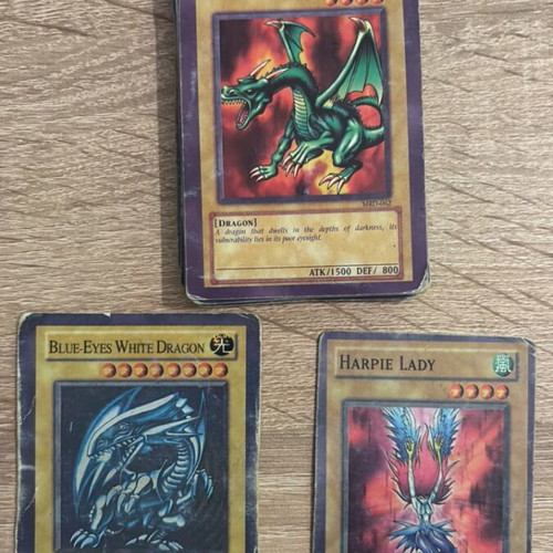 Yu-Gi-Oh! cards used, old collections with 34 green and 32 red backs
