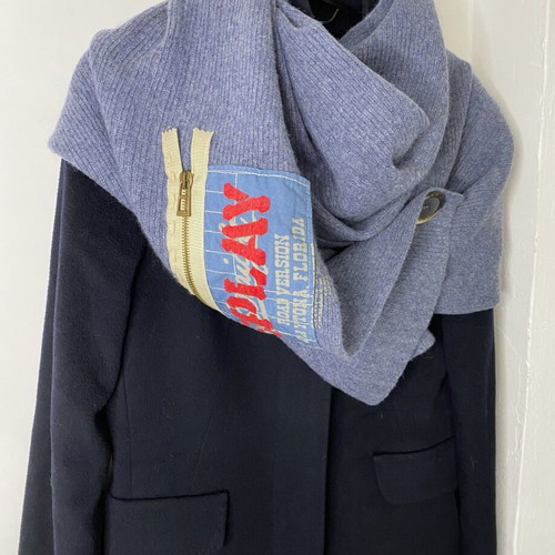 Replay scarf like new, grey and blue with pocket and zipper