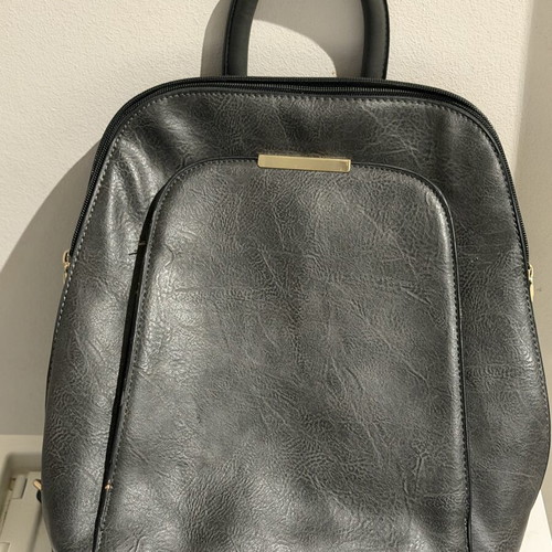 Women's backpack bag, grey mouse color, 2 outer pockets
