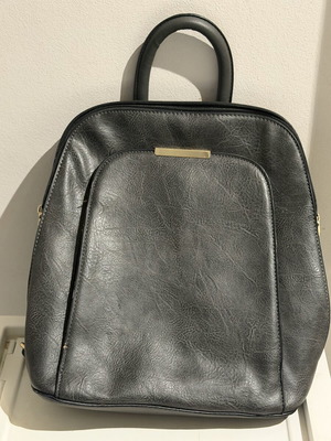 Women's backpack bag, grey mouse color, 2 outer pockets