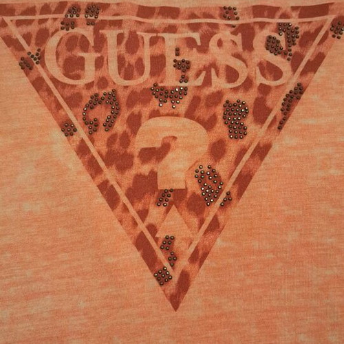 Guess T-shirt orange with rhinestones like new