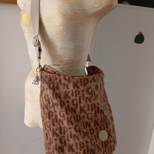 Kipling shoulder bag used, beige and brown crossbody