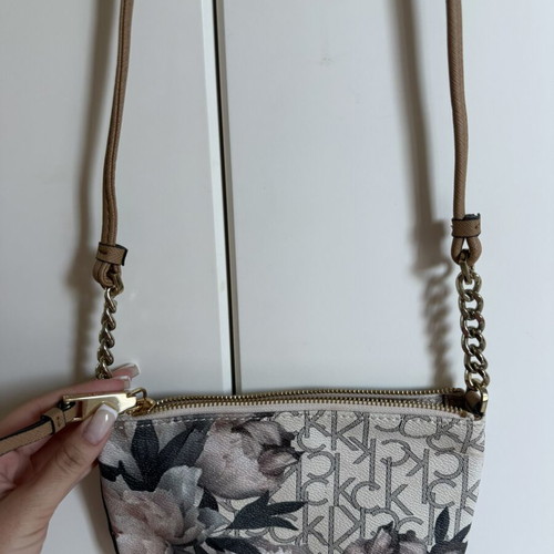 Crossbody bag new beige pink floral with gold details