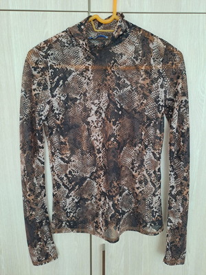 Zara women's spring transparent blouse like new, black and brown